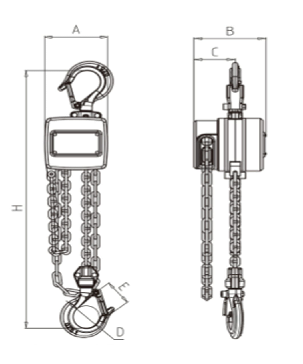 HI16 アルミ製手動チェーンブロック【0.25t】