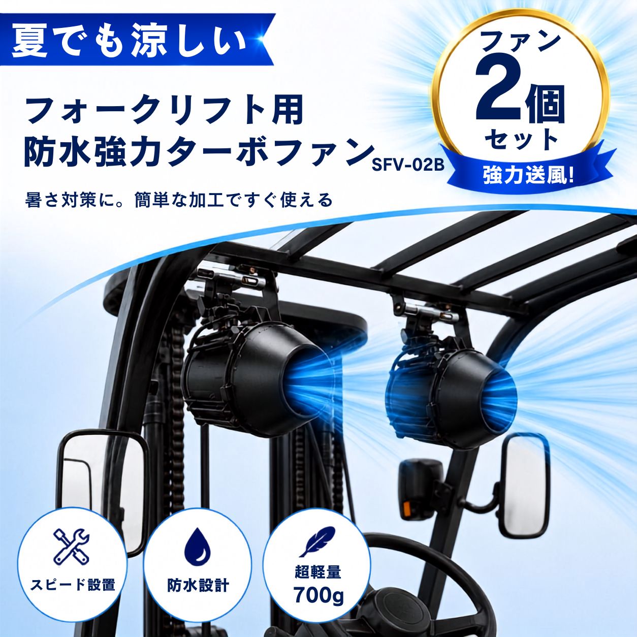 TEｰ16 フォークリフト用防水ターボファン SFV-02B(2台)